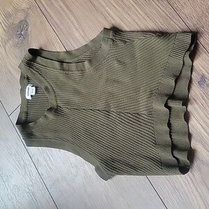 Garage Brand Dark Green Ribbed Fitted Crop Top, XS